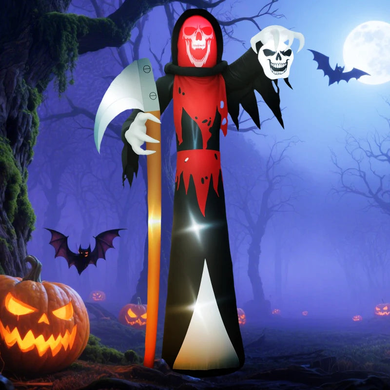 Outsunny 12ft Halloween Inflatable Grim Reaper – LED Lighted Blow-Up Garden Decoration for Indoor & Outdoor 