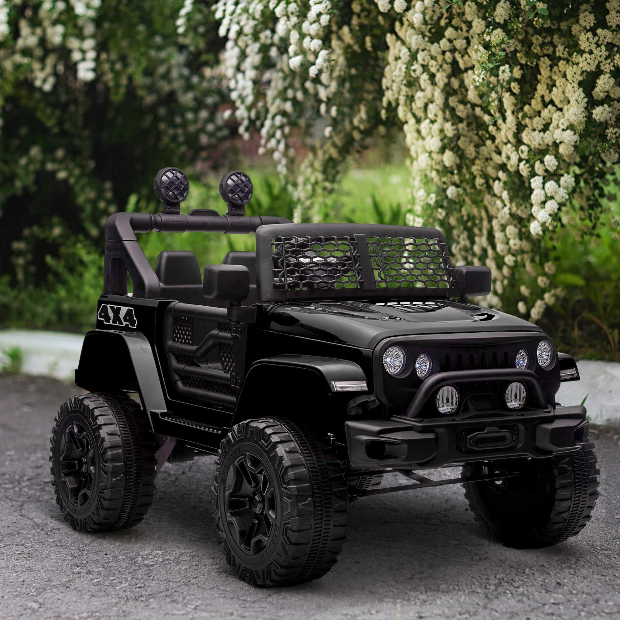 Aosom 12V Battery Powered Kids Ride On Car Off Road Truck Toy w/ Parent Remote, Black 