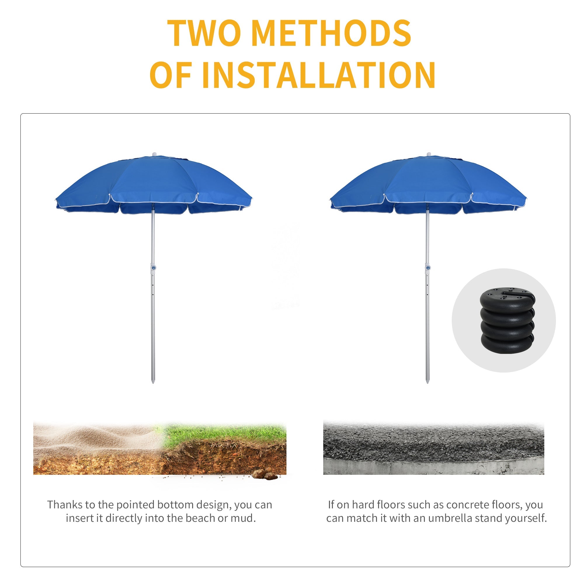 Outsunny Seaside Shade: 6ft Pointed Adjustable Tilt Beach Umbrella with Carry Bag Blue 