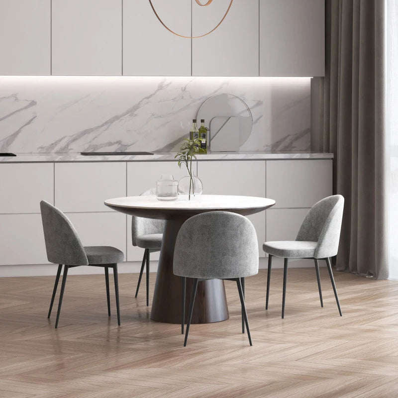 Modern Dining Chairs, Mid-Back Velvet-touch Upholstery Side Chair, Table Chair for Living Room, Dining Room, Grey, Set of 4