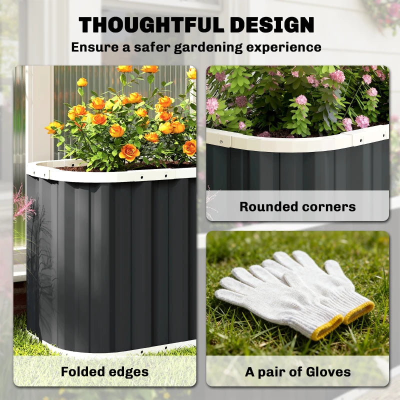 Galvanized Raised Garden Bed, Deep Rot Planter Box, Outdoor Garden Bed with Plant Labels, 7' x 2' x 2', Dark Grey