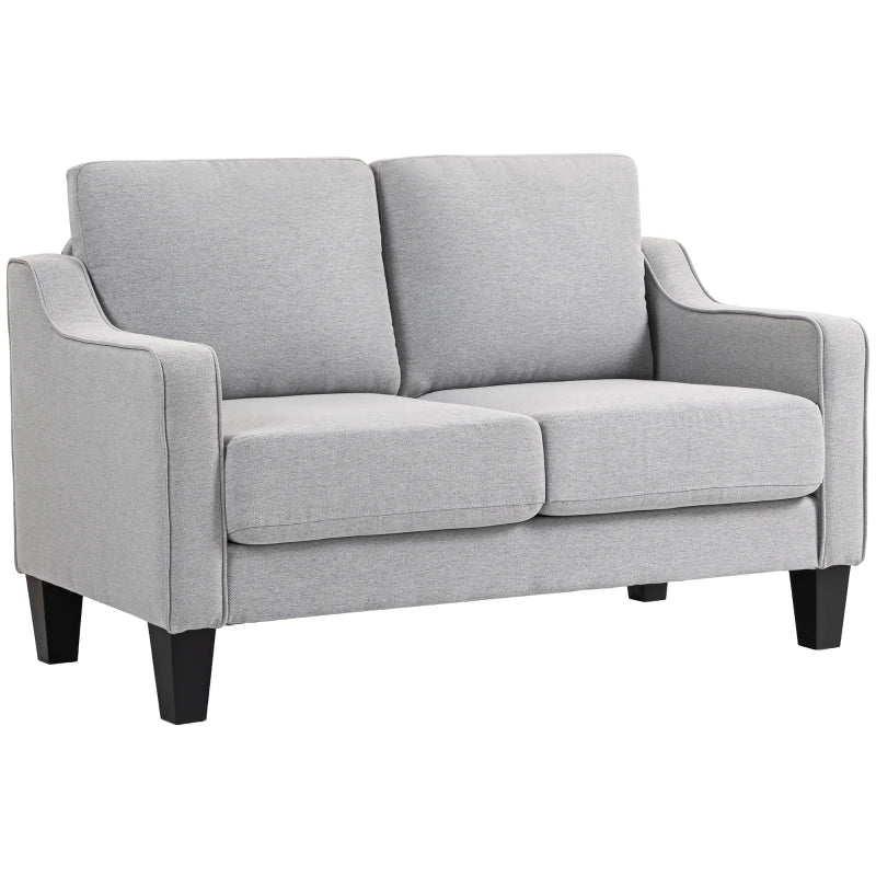 Loveseat Sofa, Modern Couch with Pocket Spring, Linen Upholstered, Thick Padded, Light Grey
