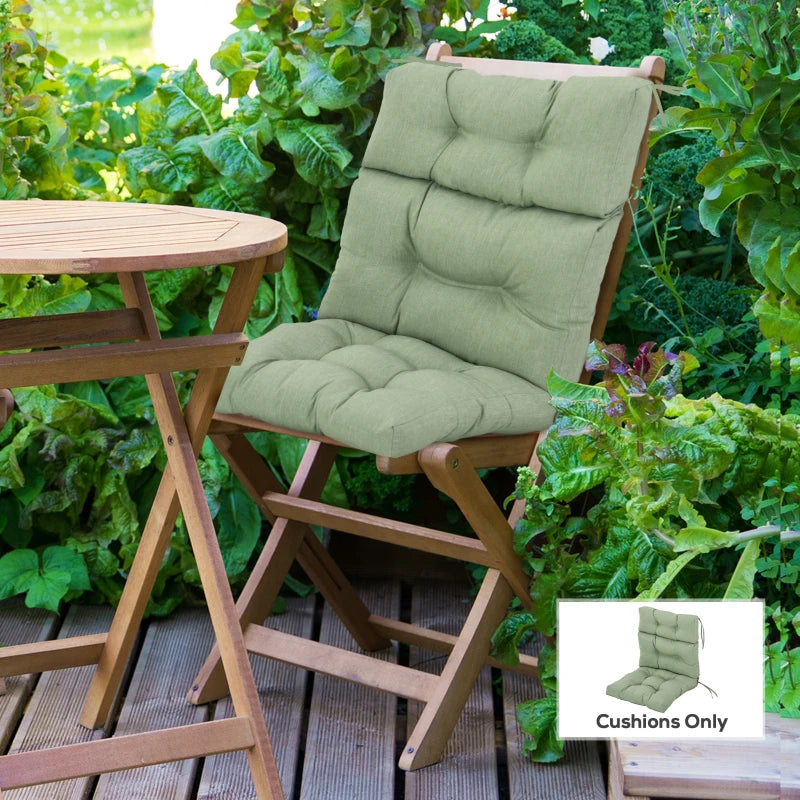 Outdoor Patio Chair Seat/Back Chair Cushion Replacement, Tufted Pillow with Thick Filling and String Ties, Light Green