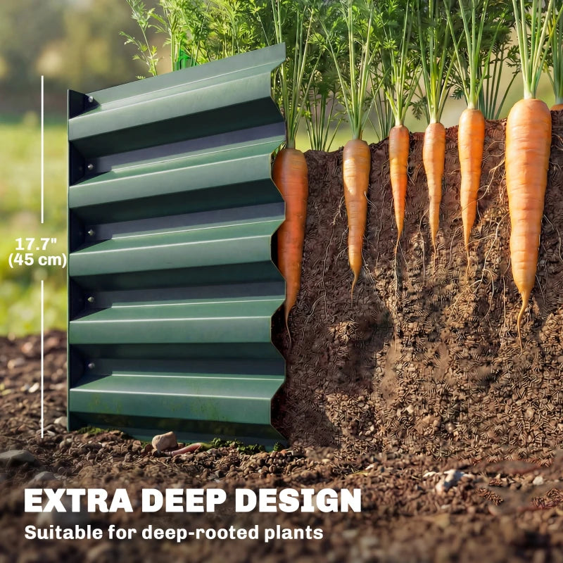 8 x 2.6 x 1.5ft Galvanized Raised Garden Bed, Reinforced Outdoor Planter Box with Open Bottom, Green