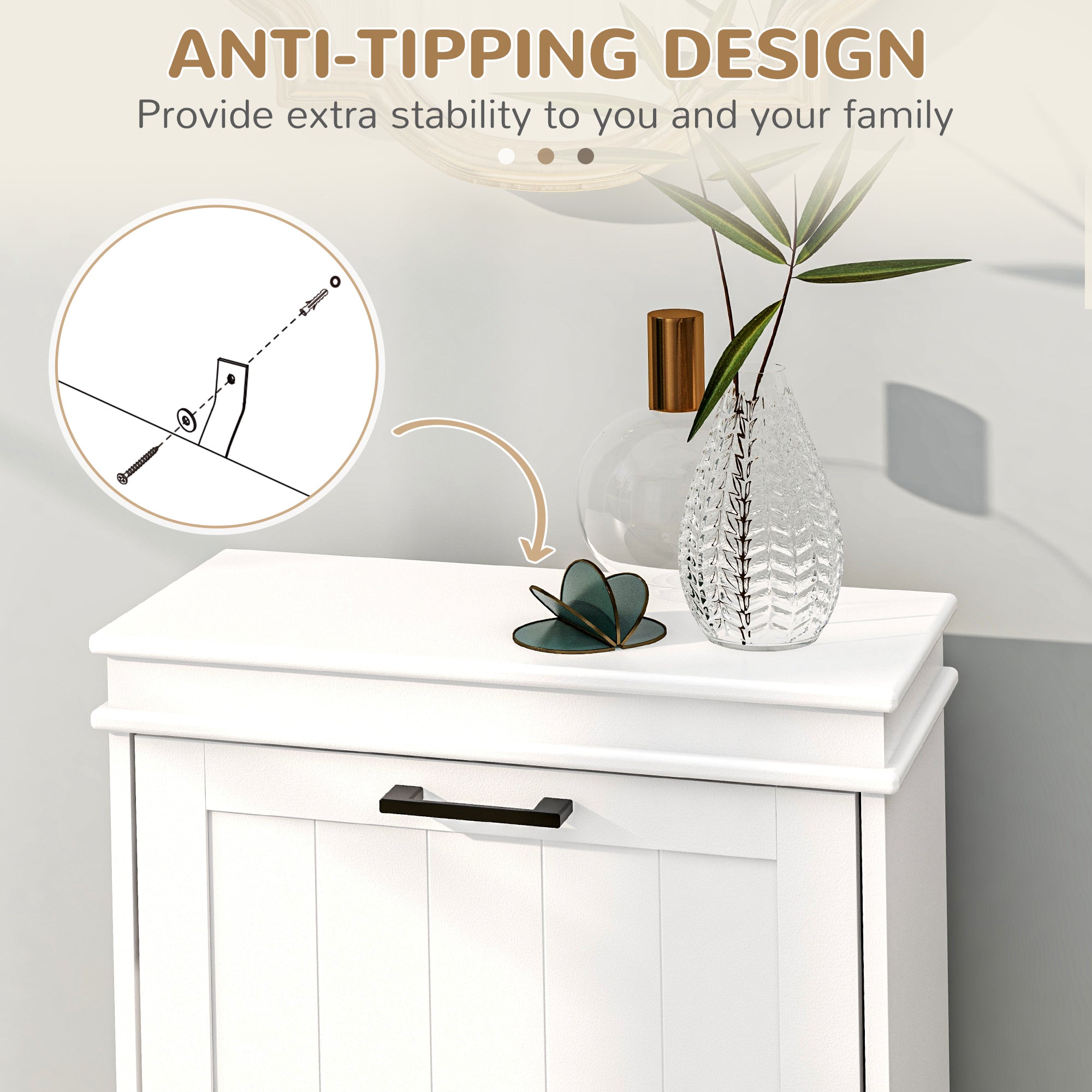 HOMCOM Compact Shoe Cabinet: 2 Flip Drawers & Adjustable Shelves for 10 Pairs of Shoes, White 