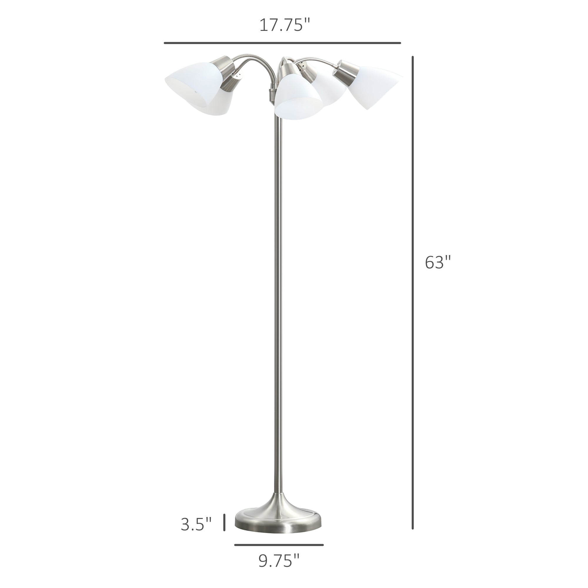 HOMCOM Arc Tree Floor Lamp 5 Adjustable Rotating Lights Modern Gooseneck Reading Bronze 