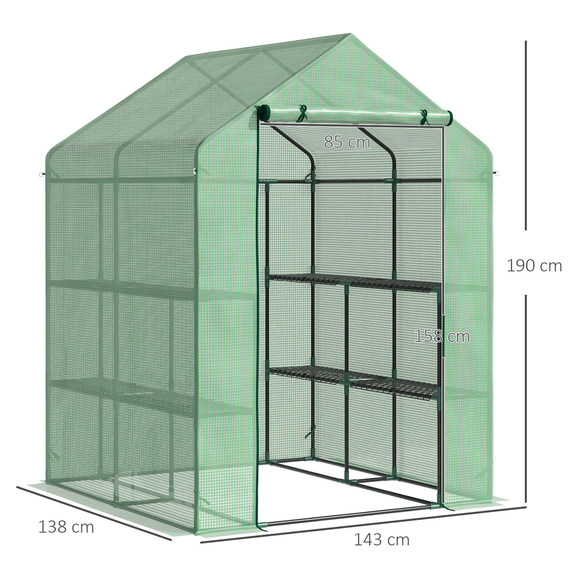Outsunny Walk-in Grow Sanctuary: 56" x 54" x 74"Portable Outdoor Botanical Warm Abode with 8 Shelves Clear Cover 
