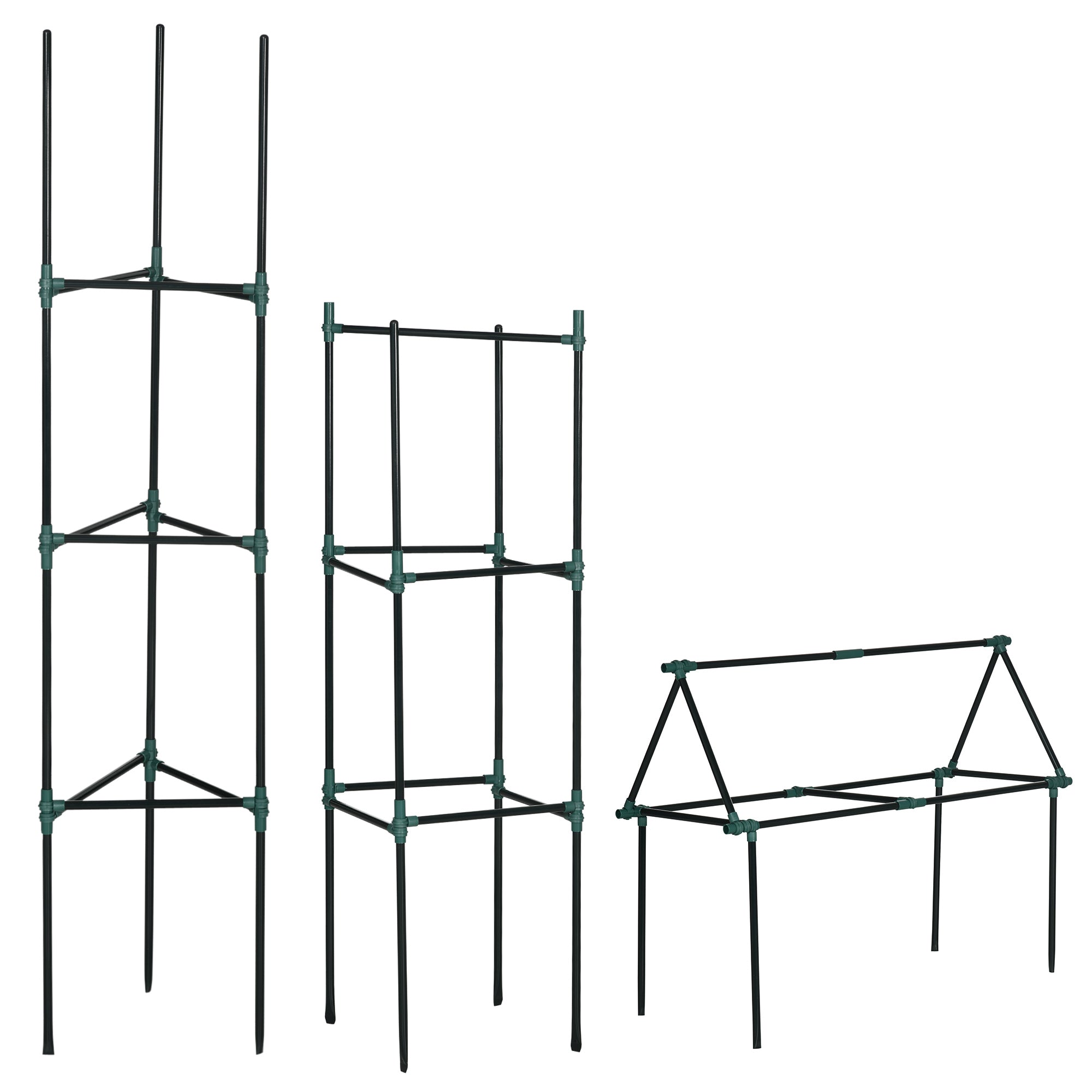 Outsunny 3 Pack Tomato Cage Set, DIY Tomato Plant Support Trellis, Tomato Trellisfor Climbing Vegetables, Flowers and Fruits, Dark Green 