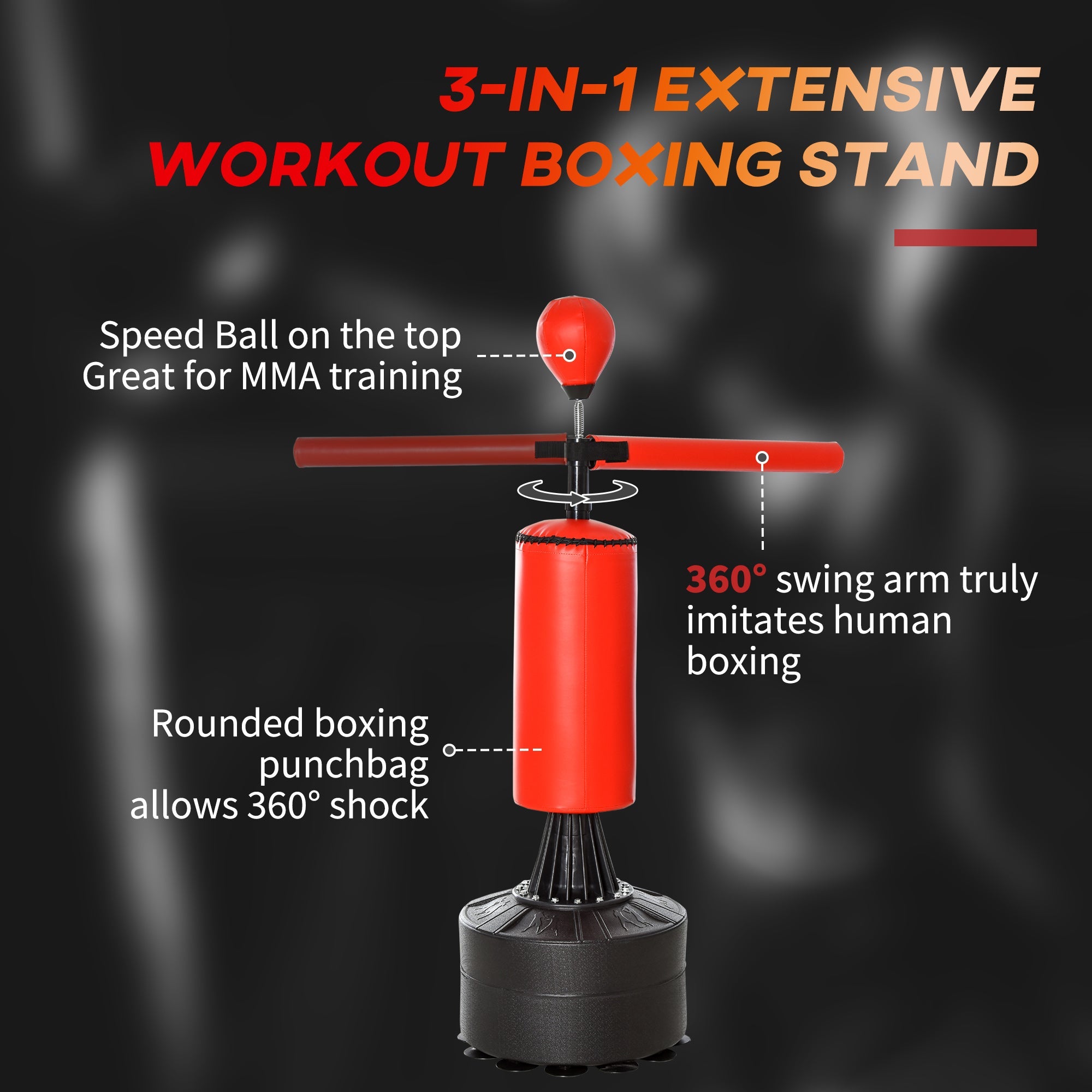 Soozier Freestanding Boxing Punch Bag Stand with Rotating Flexible Arm, Speed Ball, Waterable & Sandable Base 