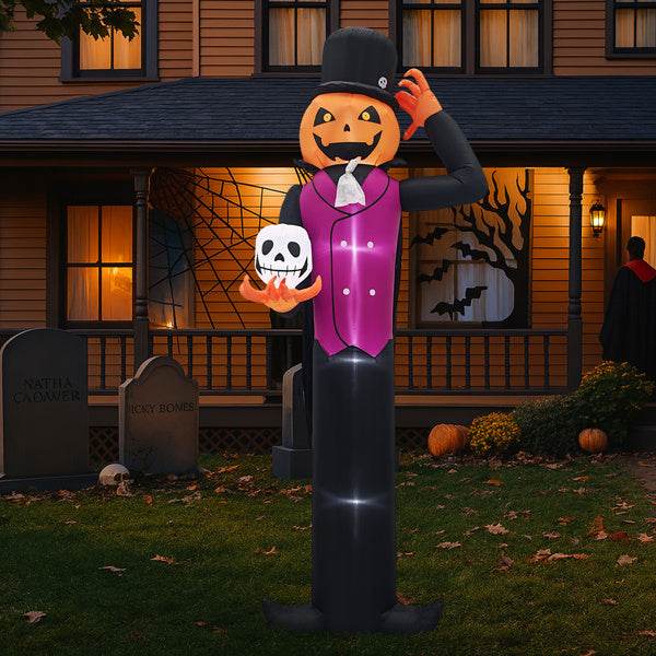 12ft Caped Pumpkin Man, Halloween Inflatable Decoration 12V 