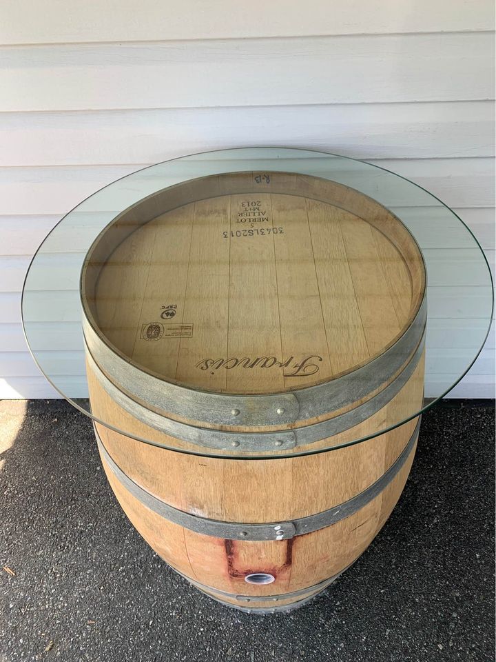 Natural Oak Wine Barrel, 35-37.5 inches tall / 26-28 inches 