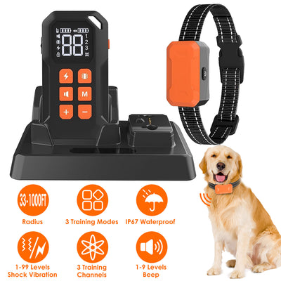 2 In 1 Wireless Electric Dog Fence With Training Collar IP67 Waterproof Pet Beep Vibration Shock Boundary Containment System for Small Medium Large Do 