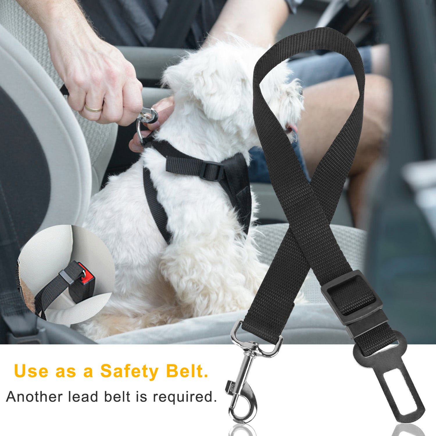 2Pcs Pet Dog Seat Belt Leash Adjustable Pet Dog Cat Safety Leads Harness Car Vehicle Nylon Fabric Seatbelt Strap