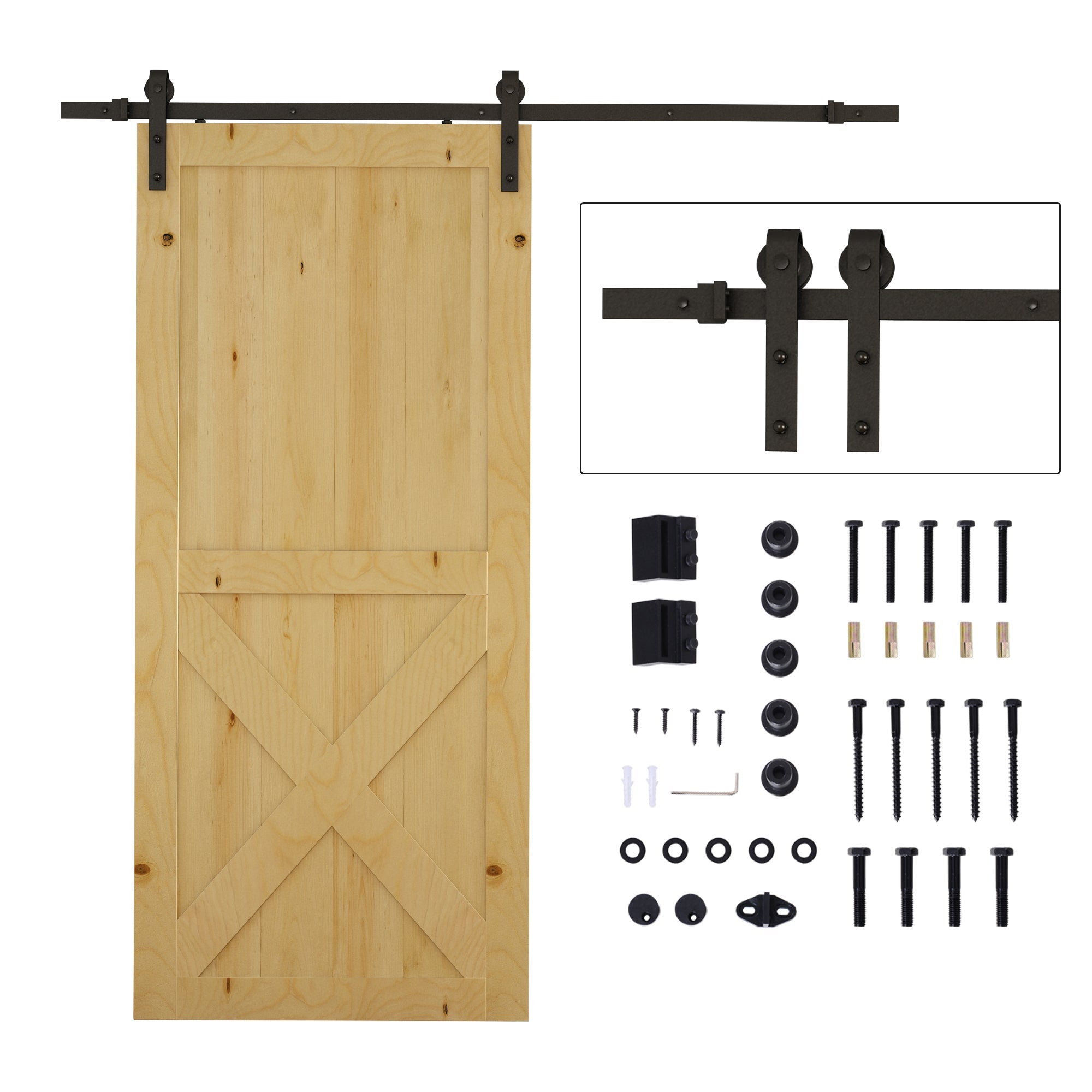 HOMCOM 6.6FT CARBON STEEL Sliding Wood Barn Door Hardware Track Set Door System Carbon Steel J Shape Roller 
