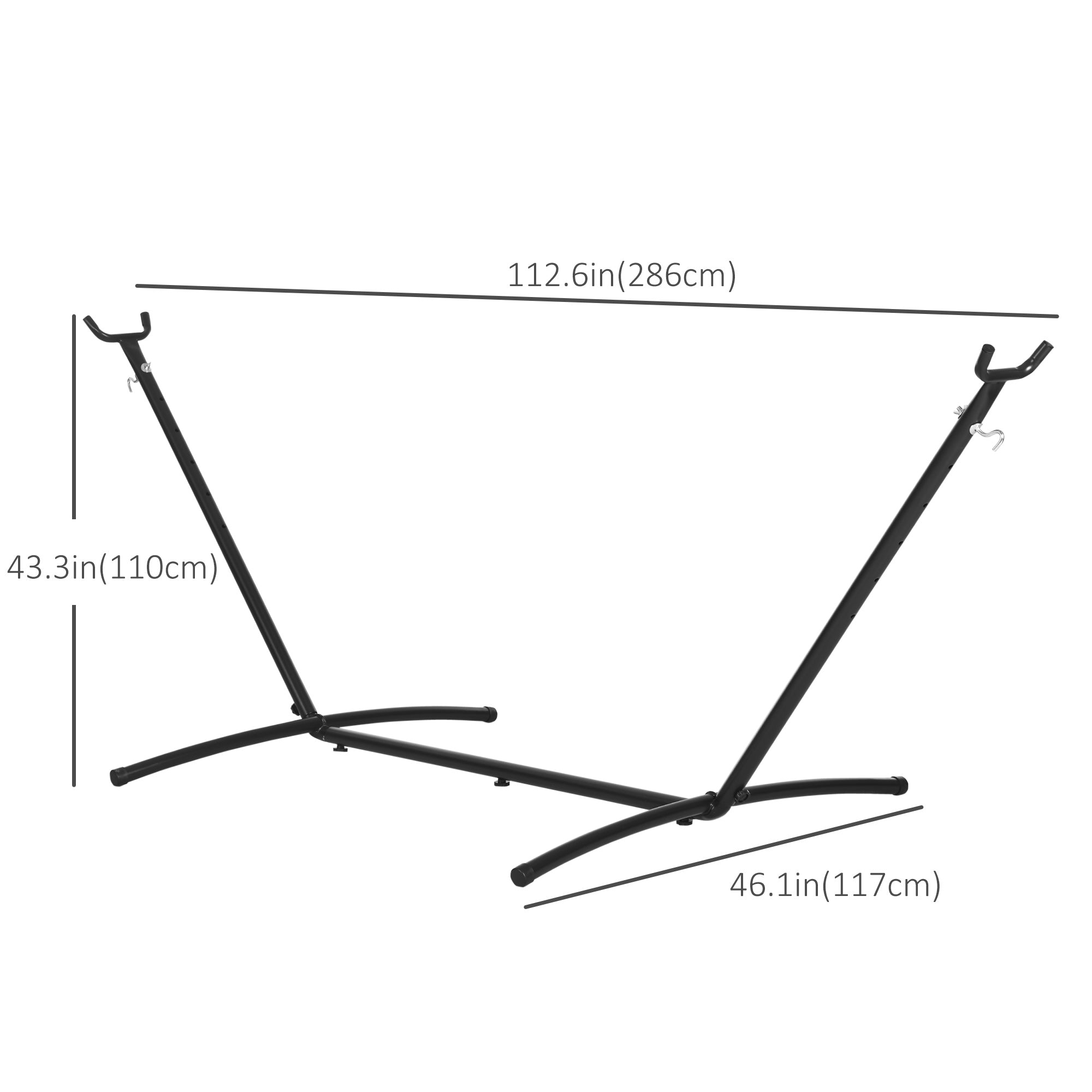 Outsunny 9.2ft Heavy Duty Adjustable Hammock Stand, Universal Metal Frame for Outdoor Relaxation, Black 