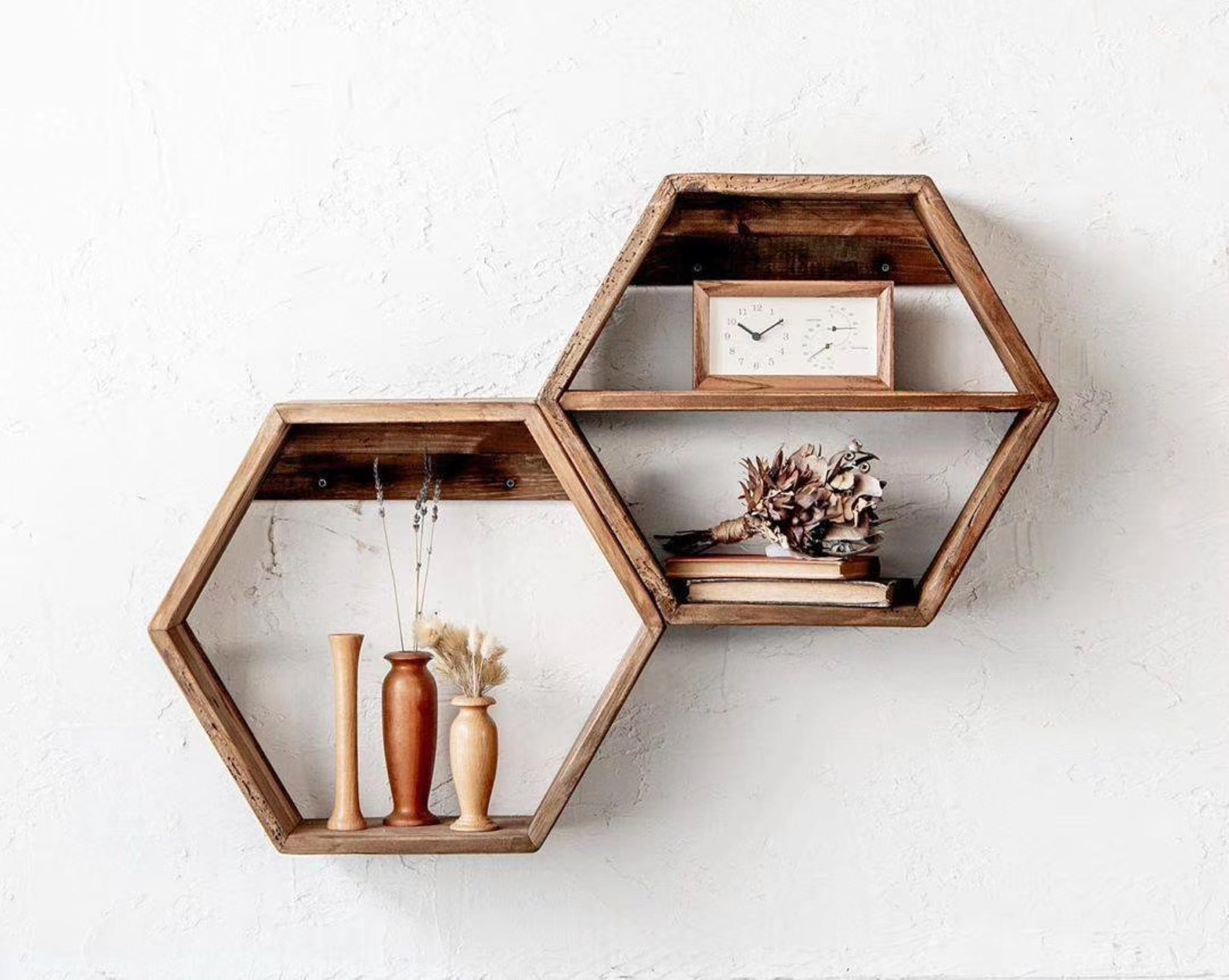 Reclaimed Wooden Hexagon Shelf 