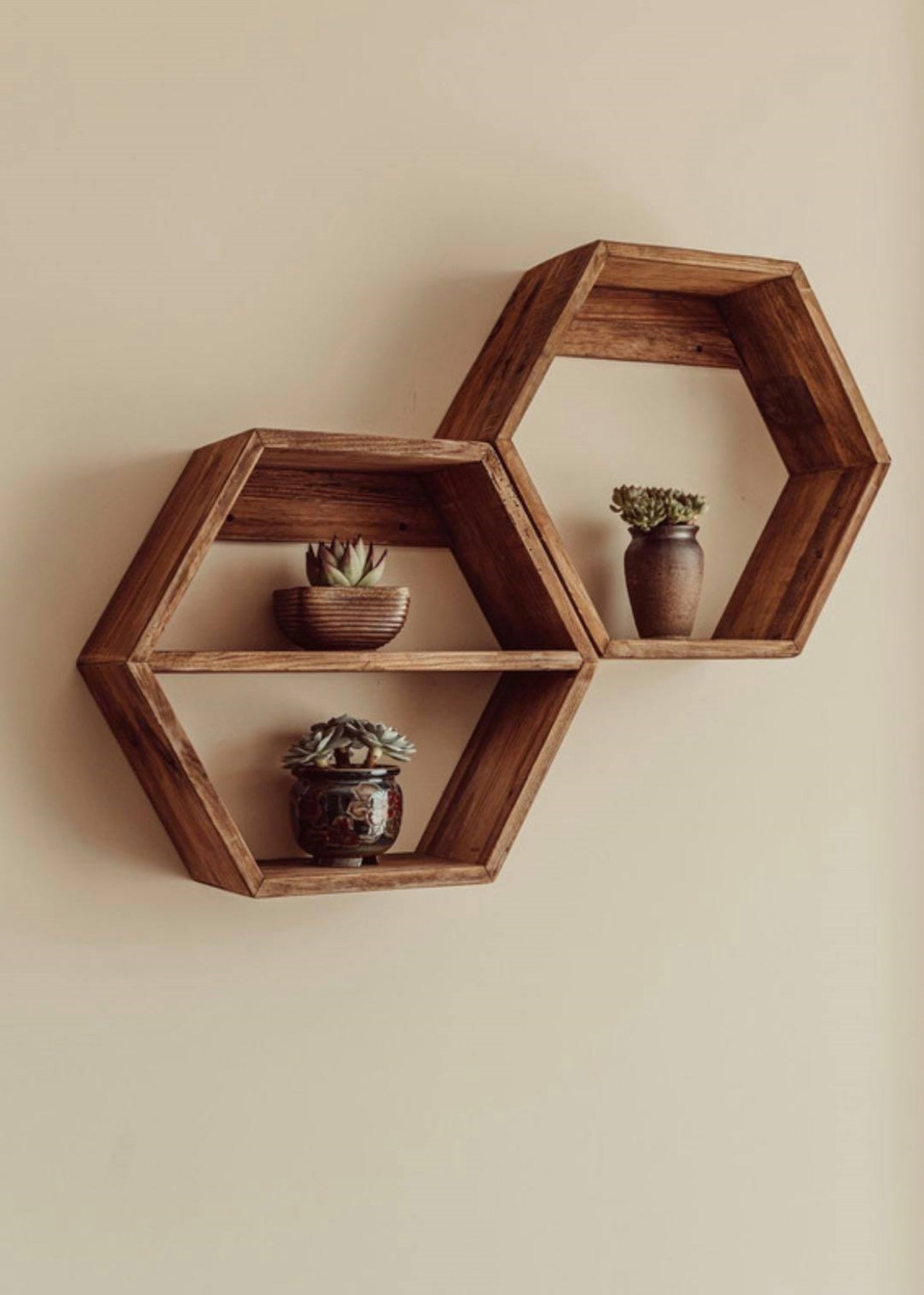 Reclaimed Wooden Hexagon Shelf 