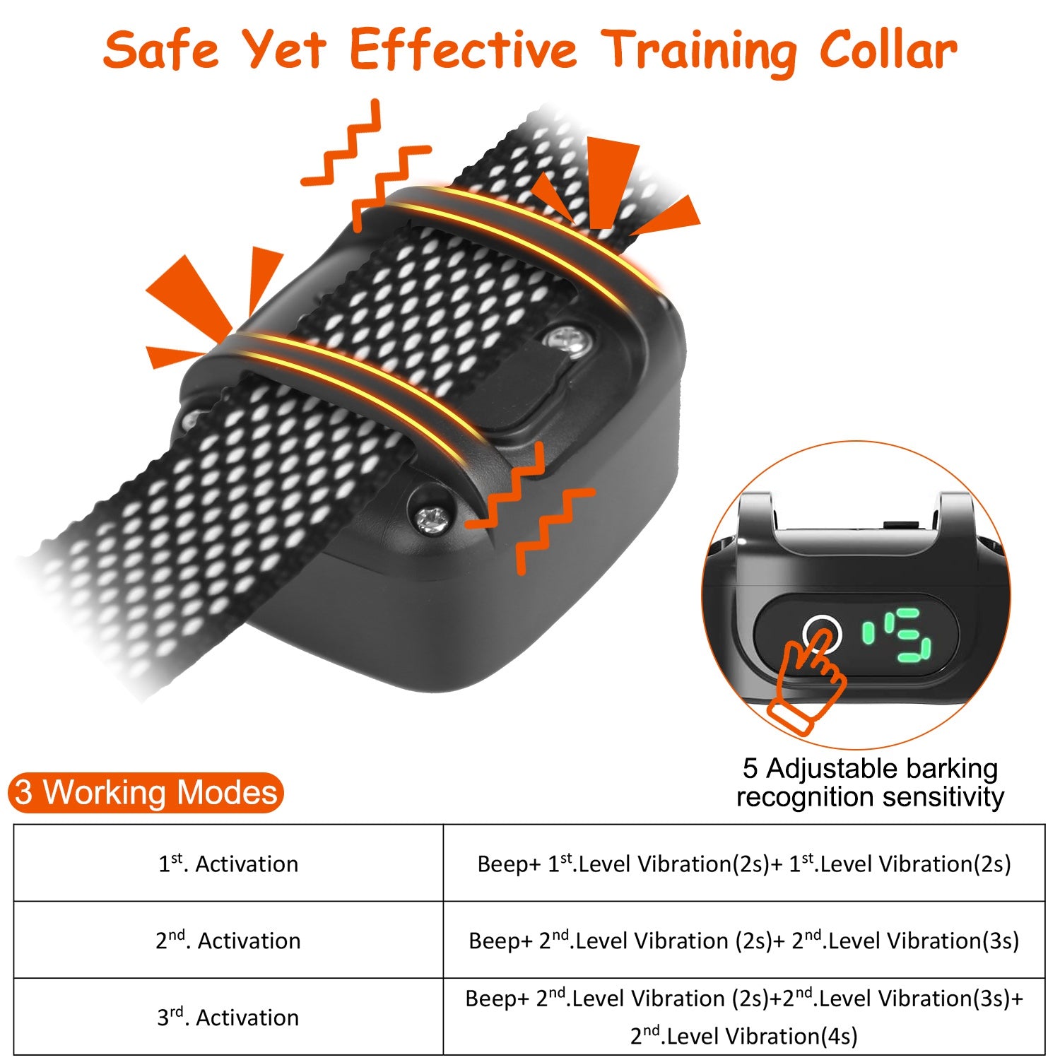 Anti Bark Dog Collar for Small Dogs No Shock Dog Training Collar Automatic Barking Stopper Terminator Waterproof USB Rechargeable