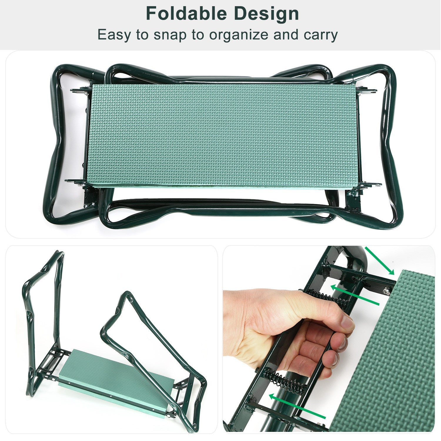 Foldable Garden Kneeler Seat w/ Kneeling Soft Cushion Pad Tools Pouch Portable Gardener Kneeling Bench Stool