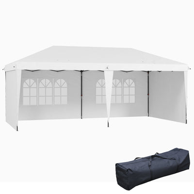 Outsunny 10'x20' Pop Up Canopy Tent Outdoor Party Commercial Instant Shelter Carrying Bag White 