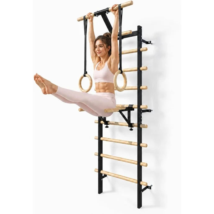AECOJOY Wall Mounted Swedish Ladder with Pull-Up Bar