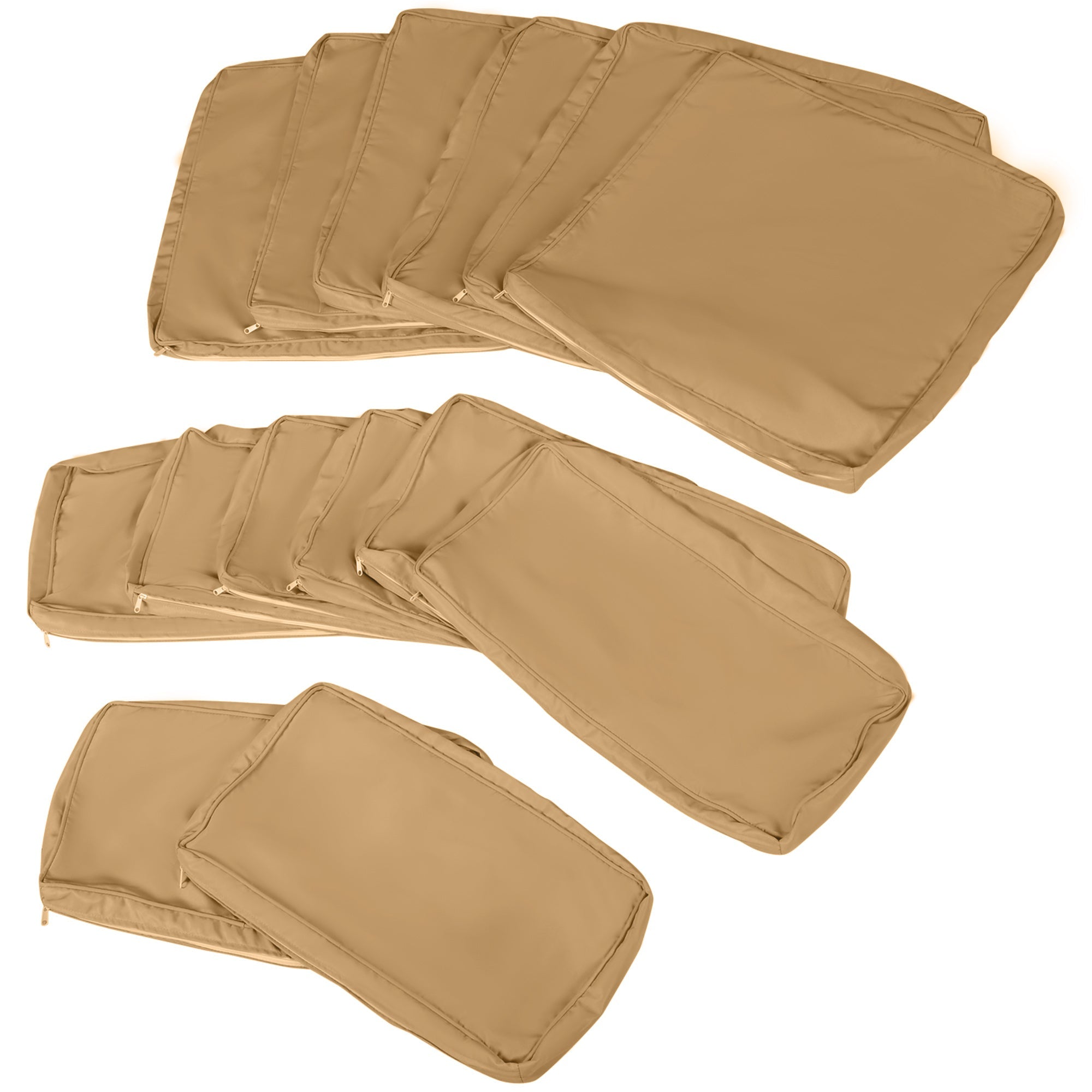 Outsunny 14pc Beige Patio Rattan Sofa Set Outdoor Cushion Cover Replacement Set Polyester Fabric 