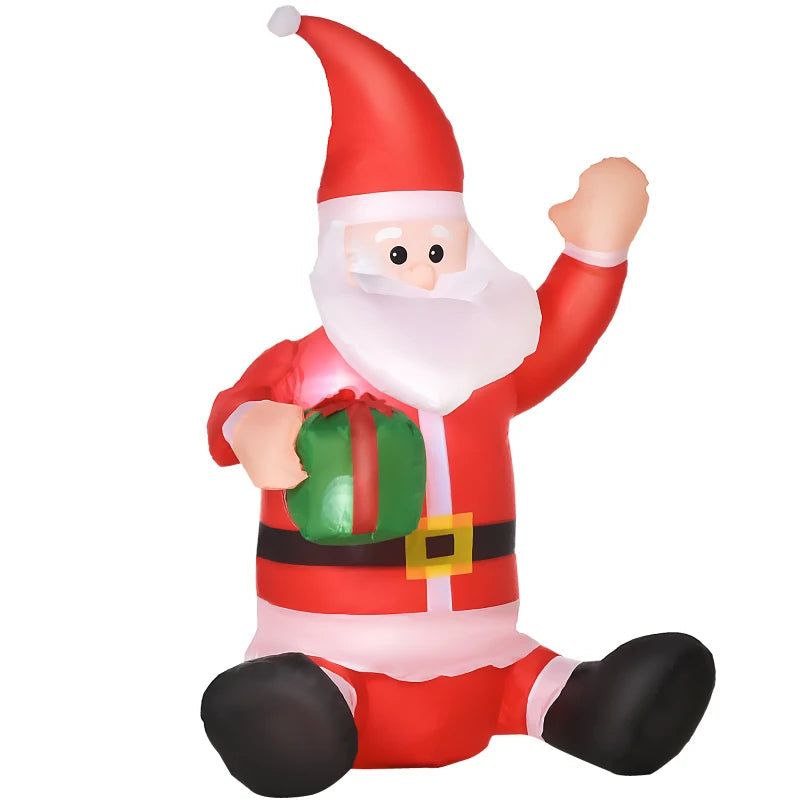 Outsunny 8ft Inflatable Christmas Santa Claus – LED Light-Up Blessings Sign, Outdoor Blow-Up Yard Display 