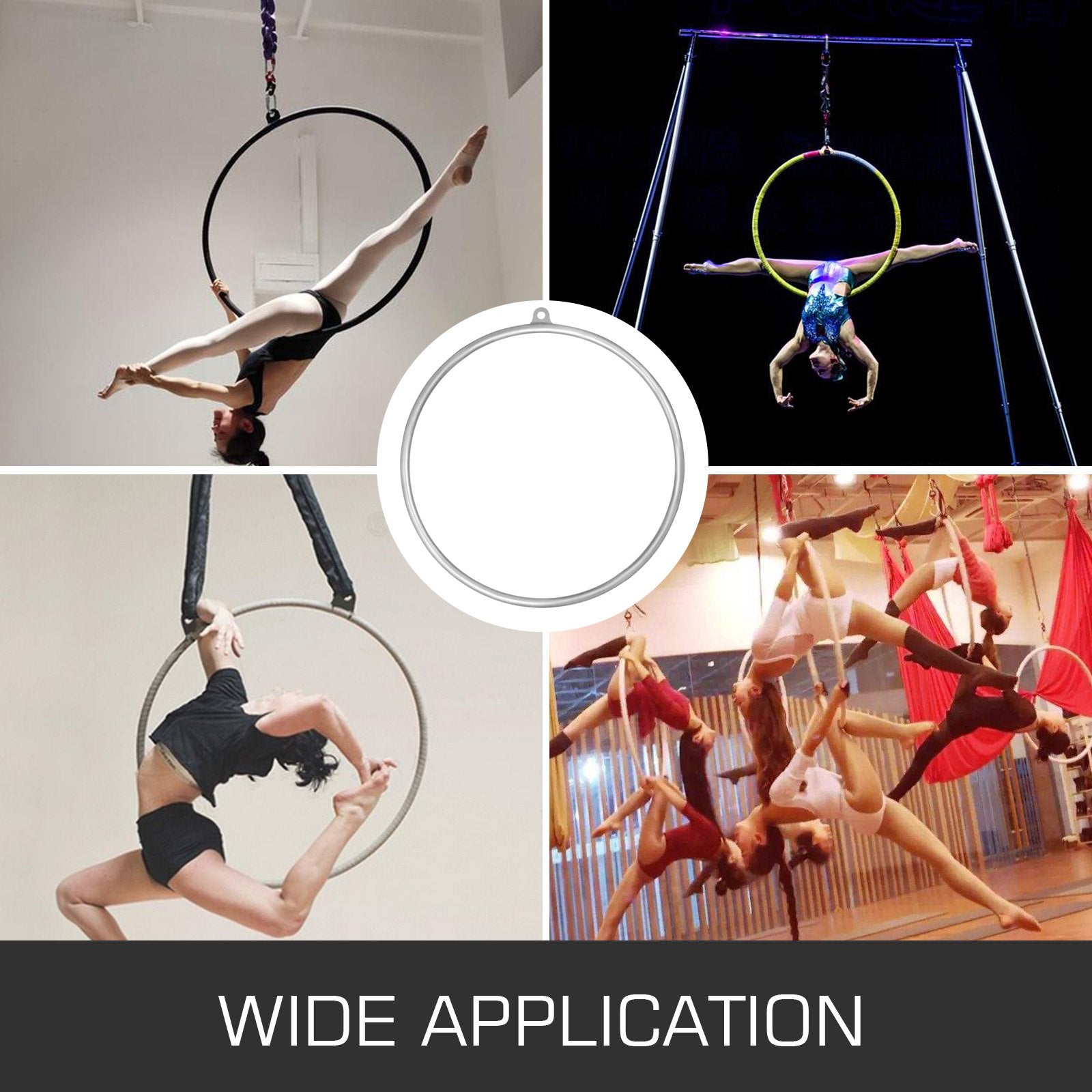 VEVOR womens Single Point Aerial Equipment Yoga Hoop for Aerial Dancing Yoga training, Sliver, 2.8ft 85cm Dia US 