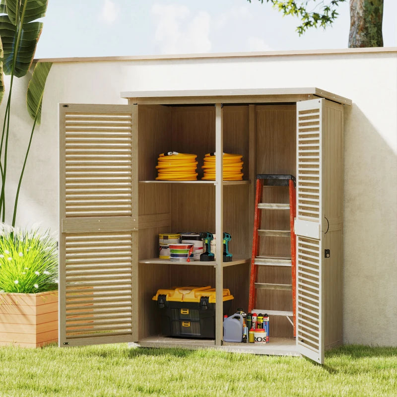 50" x 26" x 66" Wooden Garden Shed, Outdoor Storage Shed with Waterproof Asphalt Roof, Shelves, Natural