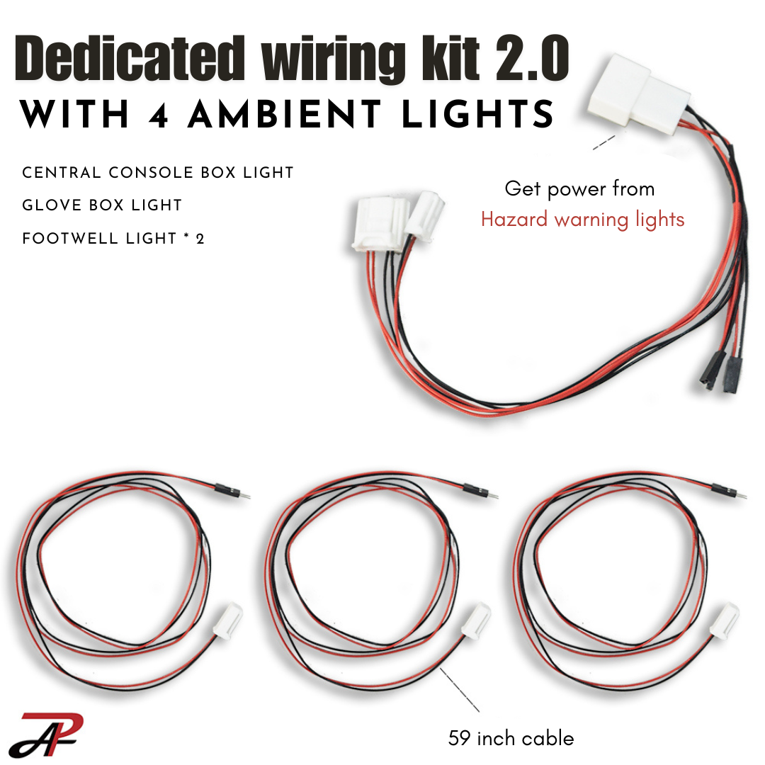 LED Ambient Light Central Console Box Light Footwell Glove Box Bulb Original Reserved Hole with Dedicated Wiring Harness for Toyota Cross Corolla Auris Subaru (4 pcs with 2.0 cable) 