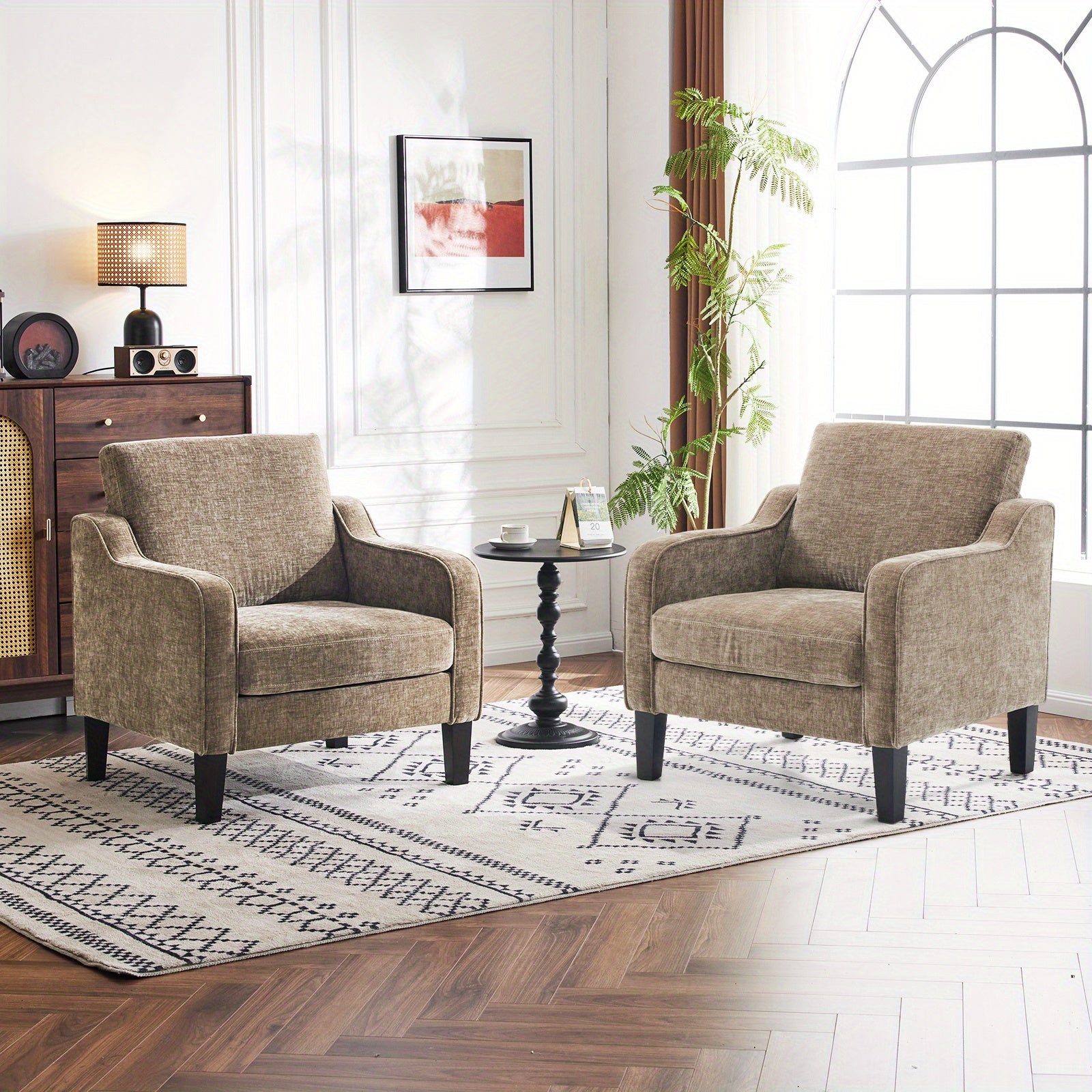 Soft Beige Plush Oversized Accent Chair - Cloud-Like Comfort with High-Density Foam Cushion, Ergonomic Support, Deep Snug Seat Upholstered Lounge Armchair for Living Room/Bedroom/Office, Easy Assembly Included, Bedroom Armcha 