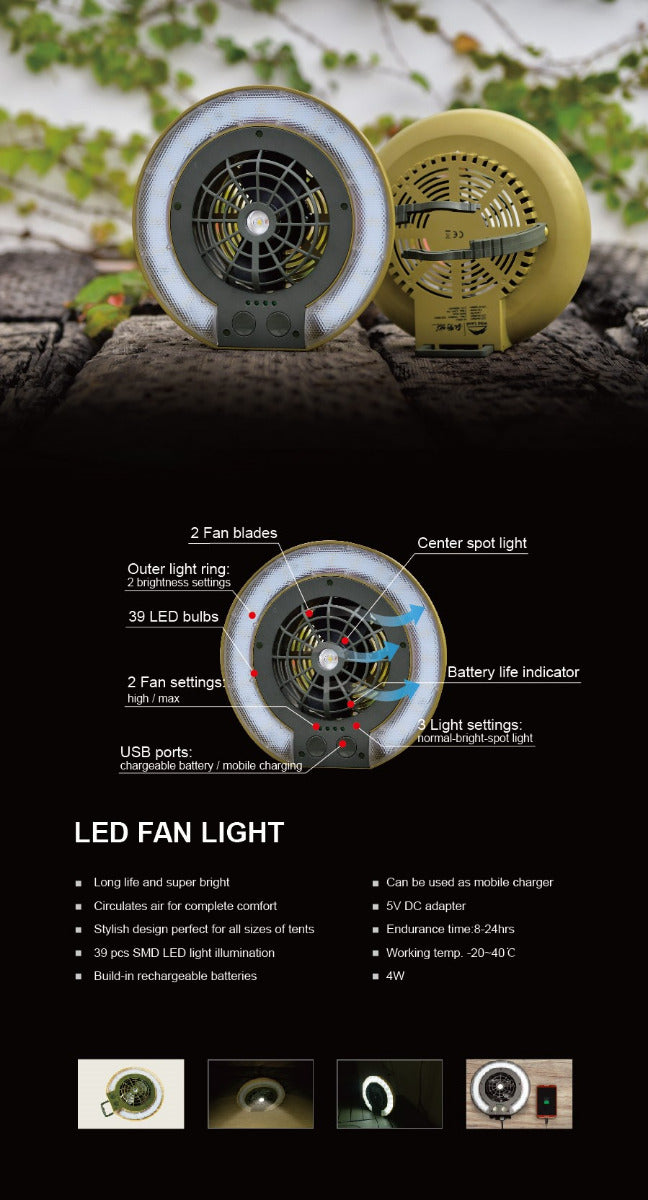 TRU De-LIGHT LiteBreeze LED Multi-Use Multipurpose Disc Fan / Light For Work / Play - Indoor / Outdoor Use 