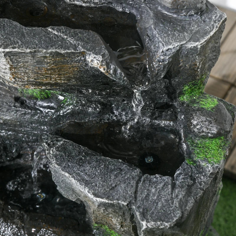 Garden Water Feature with LED Lights and Pump, 4 Tier Cascading Water Fountain for Outdoor