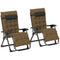 Folding Garden Chairs Set of 2, Reclining Zero Gravity Chair, Sun Lounger with Cushion and Headrest, Khaki