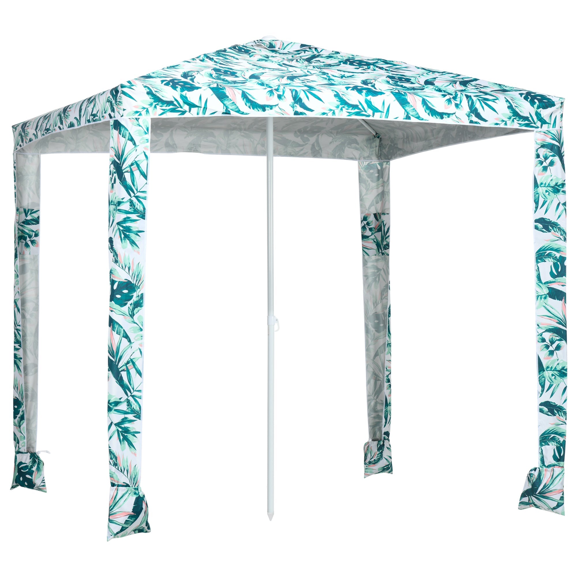 Outsunny Beach Umbrella, 6.5' Easy-Assembly Sun-Shade Shelter with Sandbags and Carry Bag, Cool UV50+, Green 