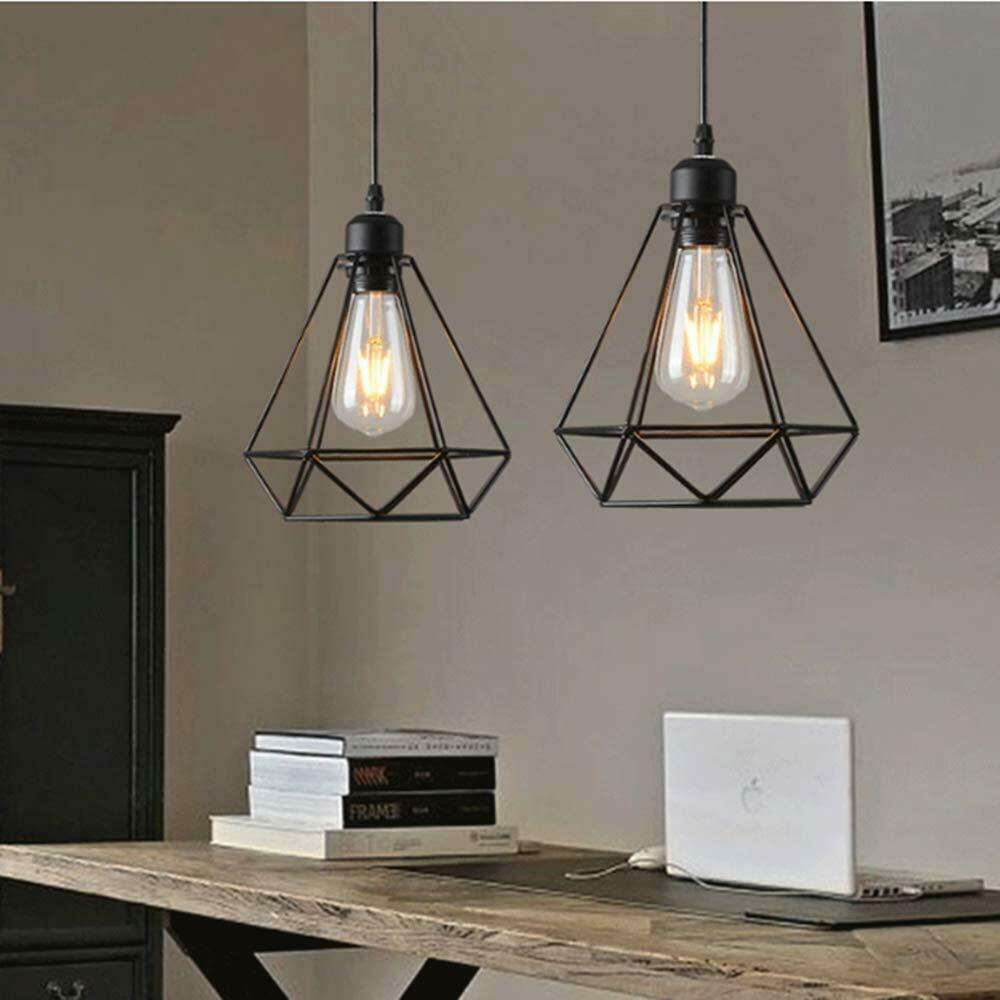 Industrial Geometric Cage Pendant Lamps Ceiling Light Fixtures~1176