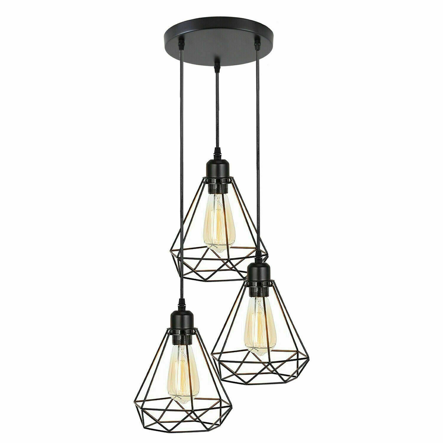 Industrial Geometric Cage Pendant Lamps Ceiling Light Fixtures~1176