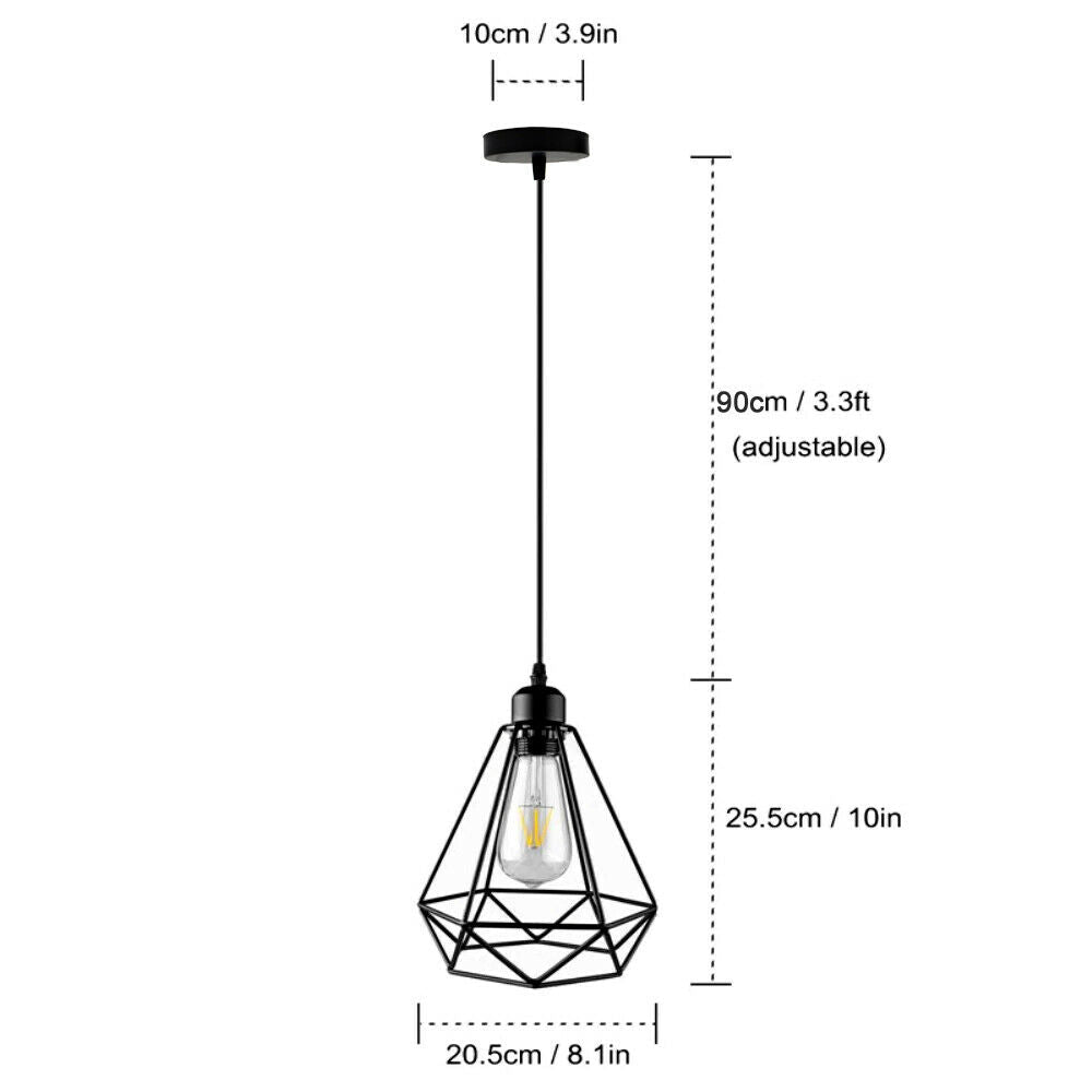 Industrial Geometric Cage Pendant Lamps Ceiling Light Fixtures~1176