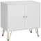 HOMCOM Chic Storage Sanctuary: White Cabinet with Golden Hairpin Legs, Freestanding Cupboard, Adjustable Shelves