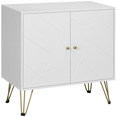 HOMCOM Chic Storage Sanctuary: White Cabinet with Golden Hairpin Legs, Freestanding Cupboard, Adjustable Shelves 
