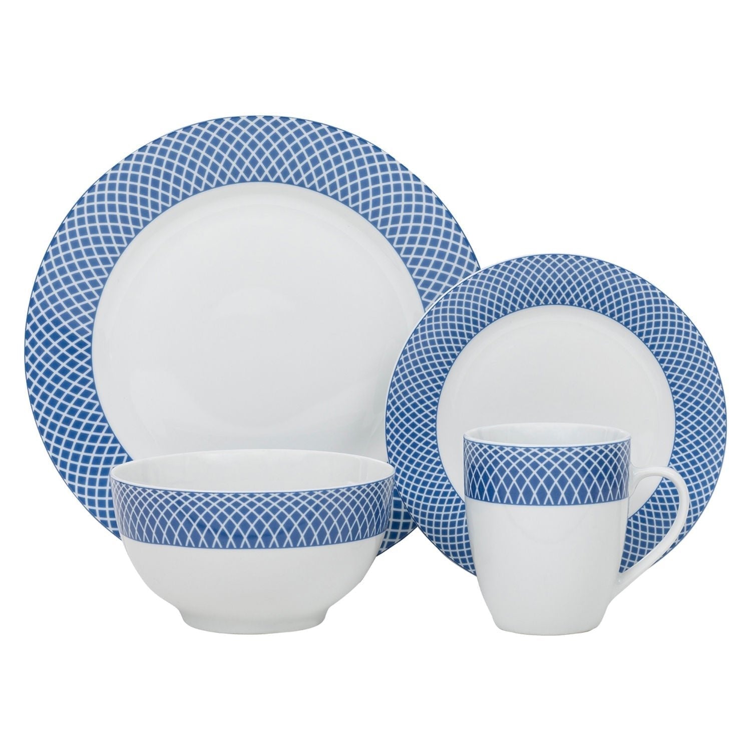Dinnerware Set 16 Piece Blue Diamond, Service for 4 
