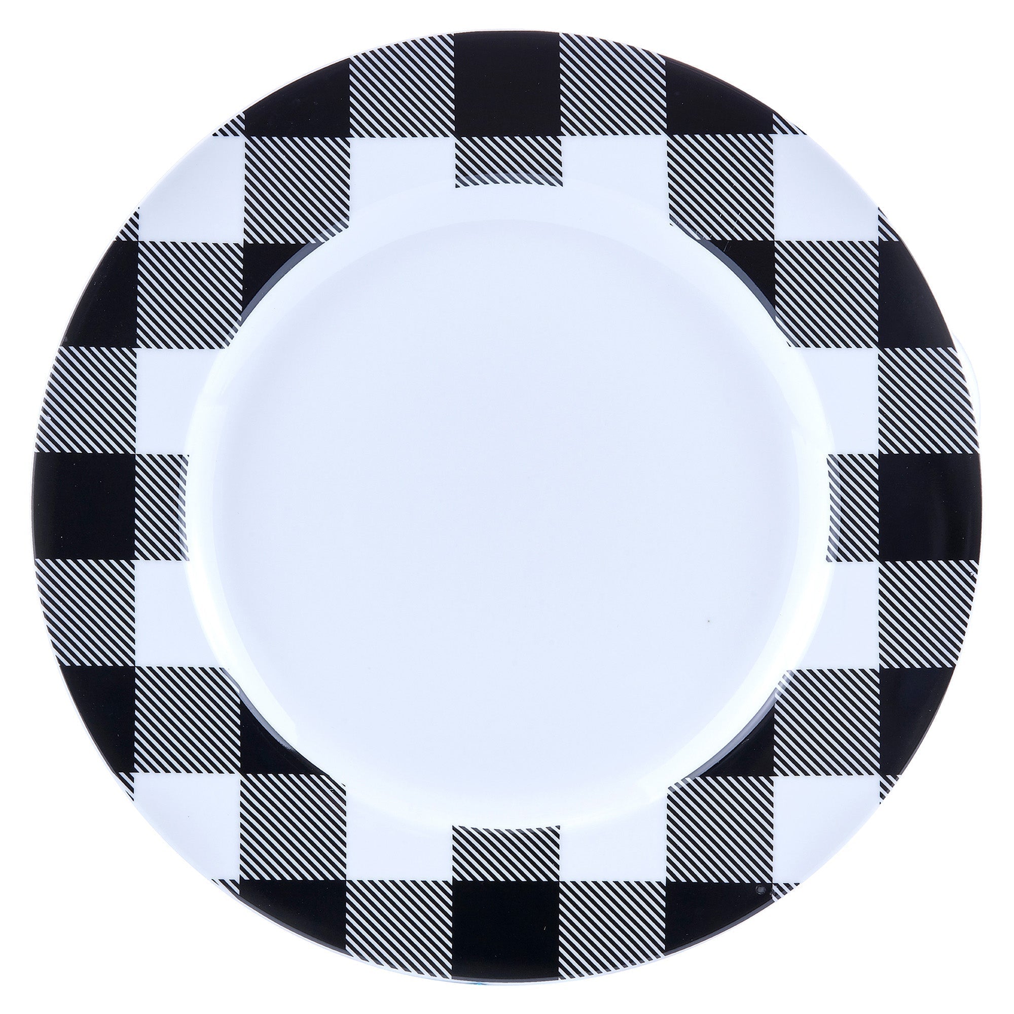 Dinnerware Set 16 Piece Buffalo Plaid White/Black, Service for 4 