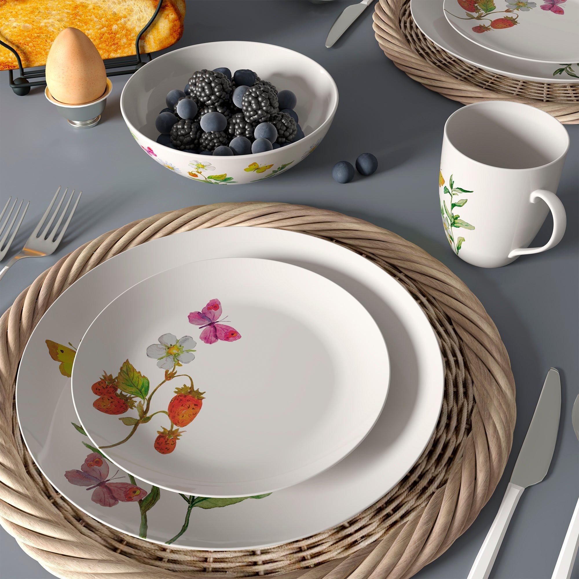 Dinnerware Set 16 Piece Garden Butterflies, Service for 4 
