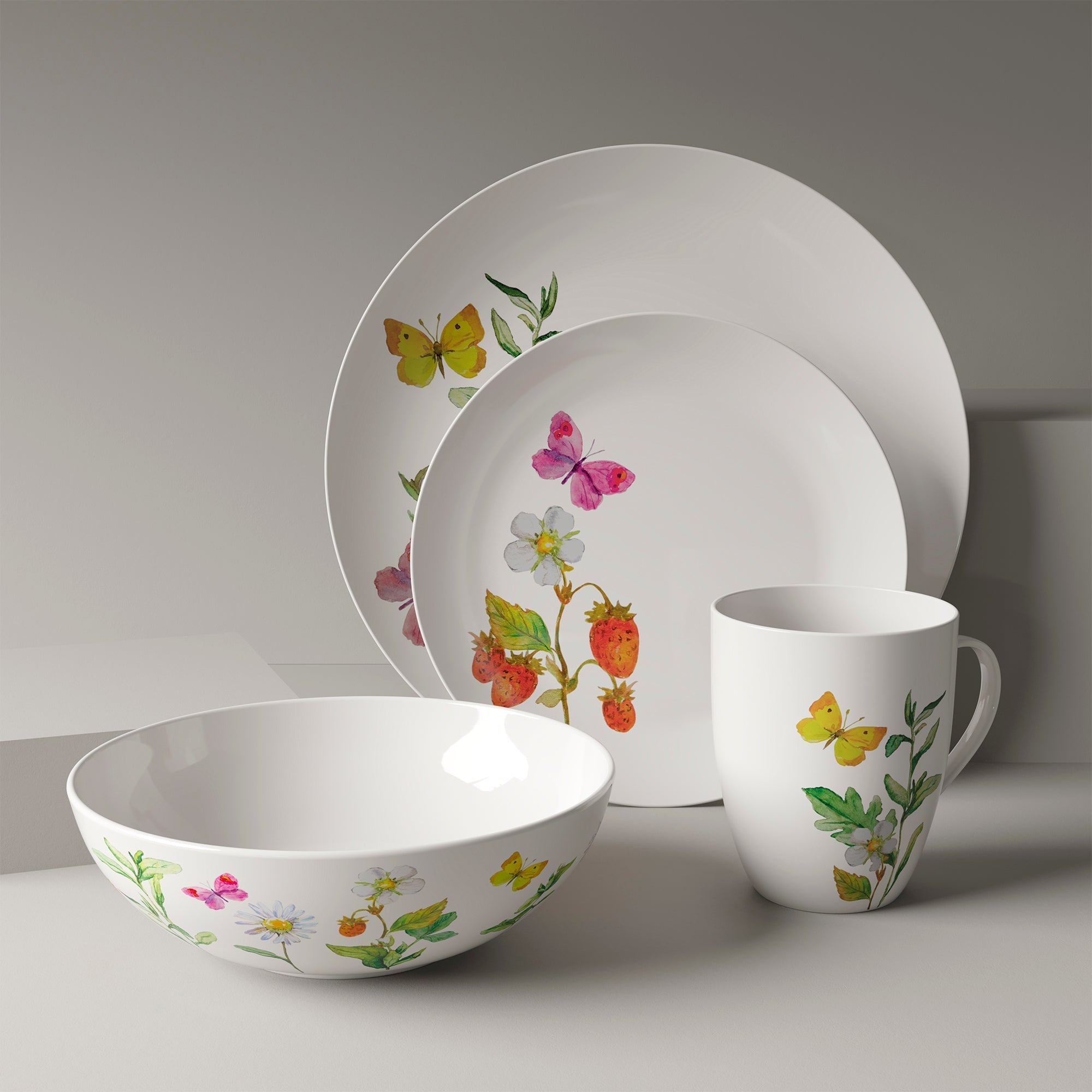 Dinnerware Set 16 Piece Garden Butterflies, Service for 4 