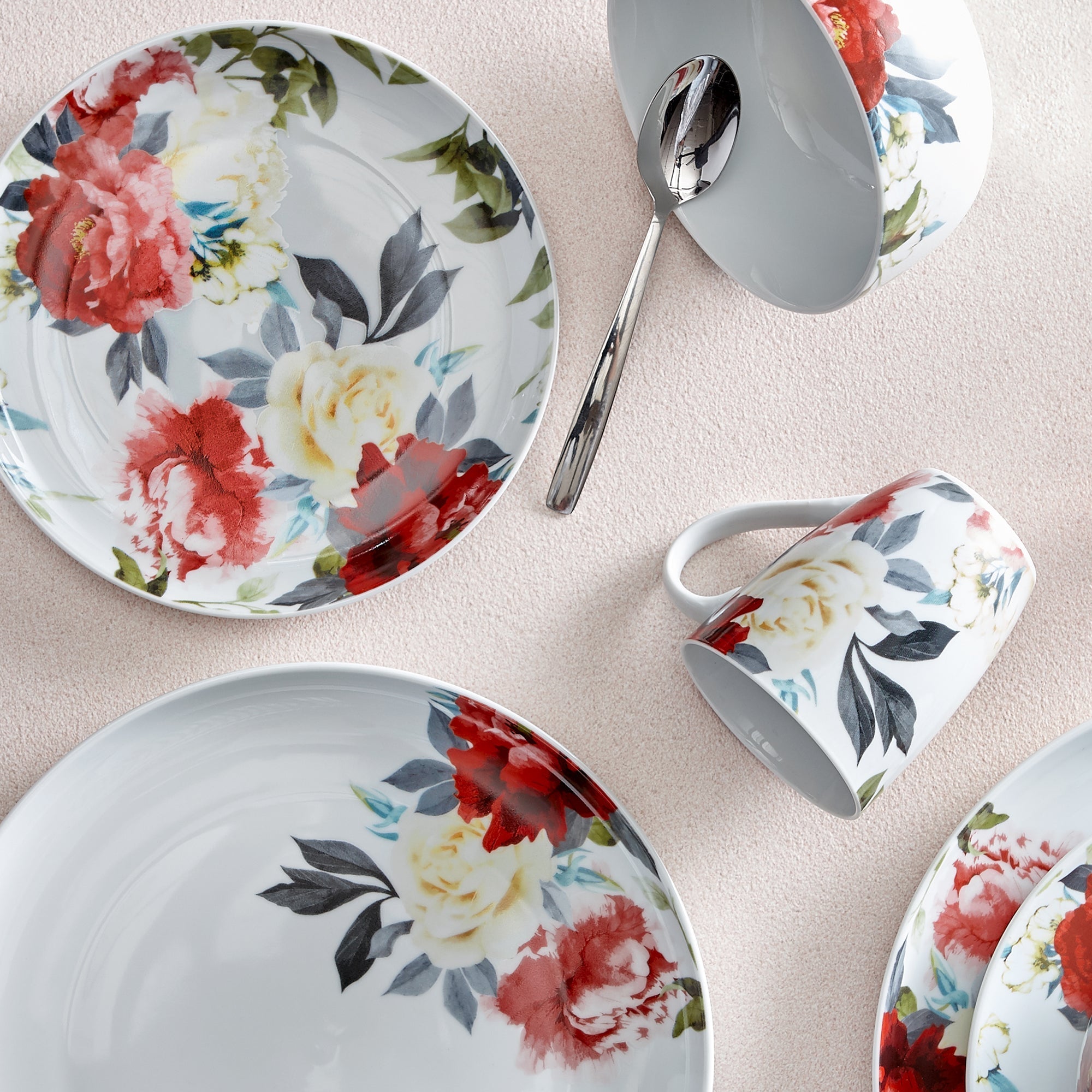 Dinnerware Set 16 Piece Rose Gardens, Service for 4 
