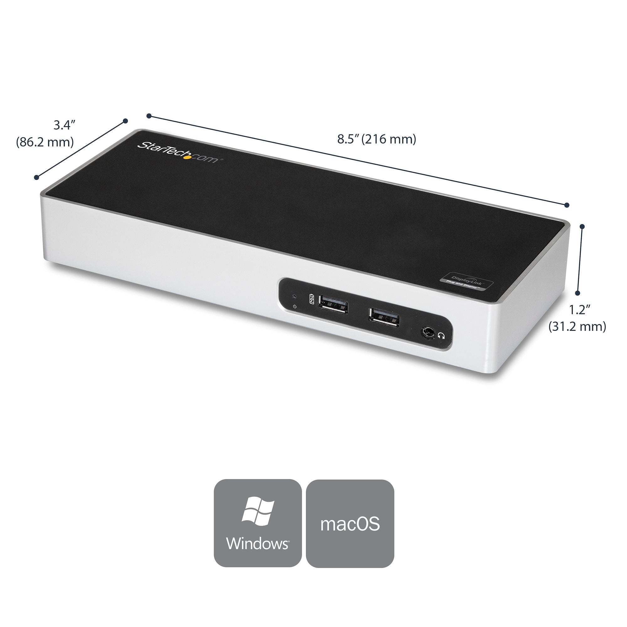 USB 3.0 Docking Station - Dual Monitor Laptop Docking Station with HDMI & DVI/VGA Video - 6-port USB 3.1 Gen 1 5Gbps Hub, GbE, Audio - Universal Type-A Dock - Windows & Mac 