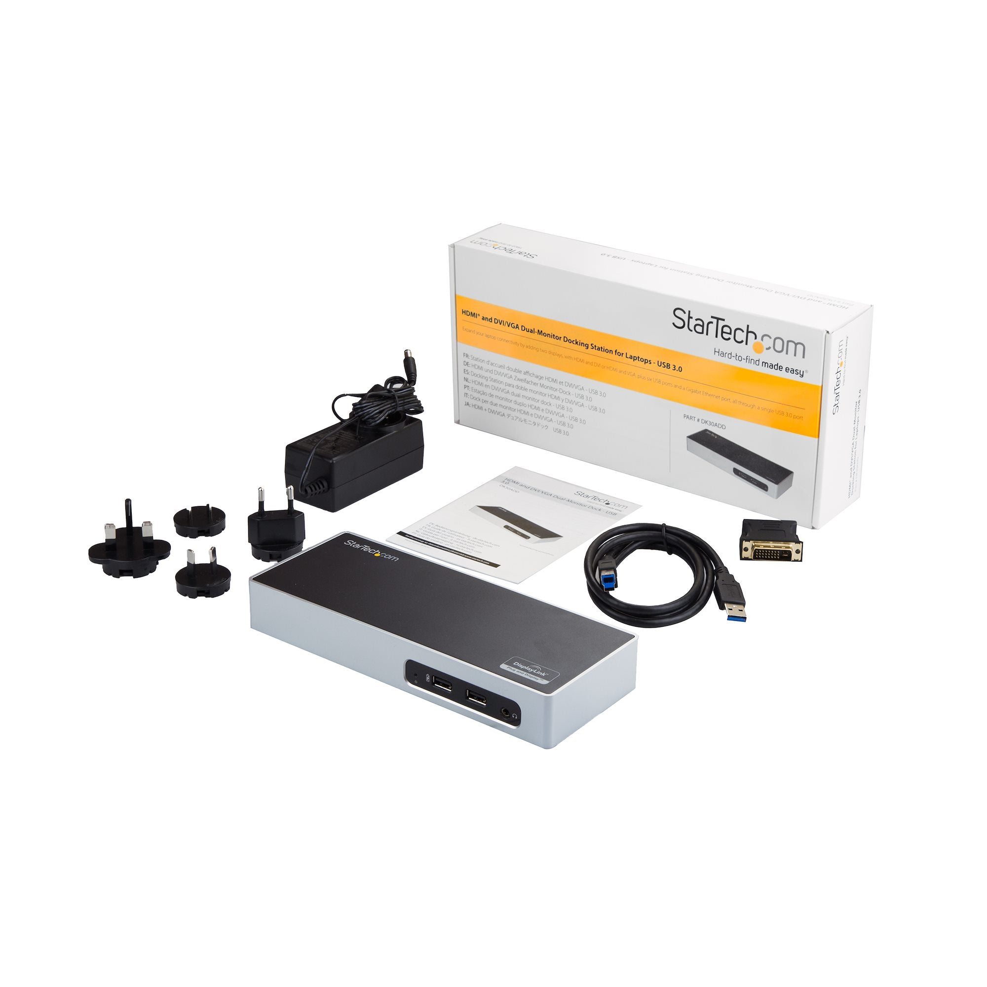 USB 3.0 Docking Station - Dual Monitor Laptop Docking Station with HDMI & DVI/VGA Video - 6-port USB 3.1 Gen 1 5Gbps Hub, GbE, Audio - Universal Type-A Dock - Windows & Mac 