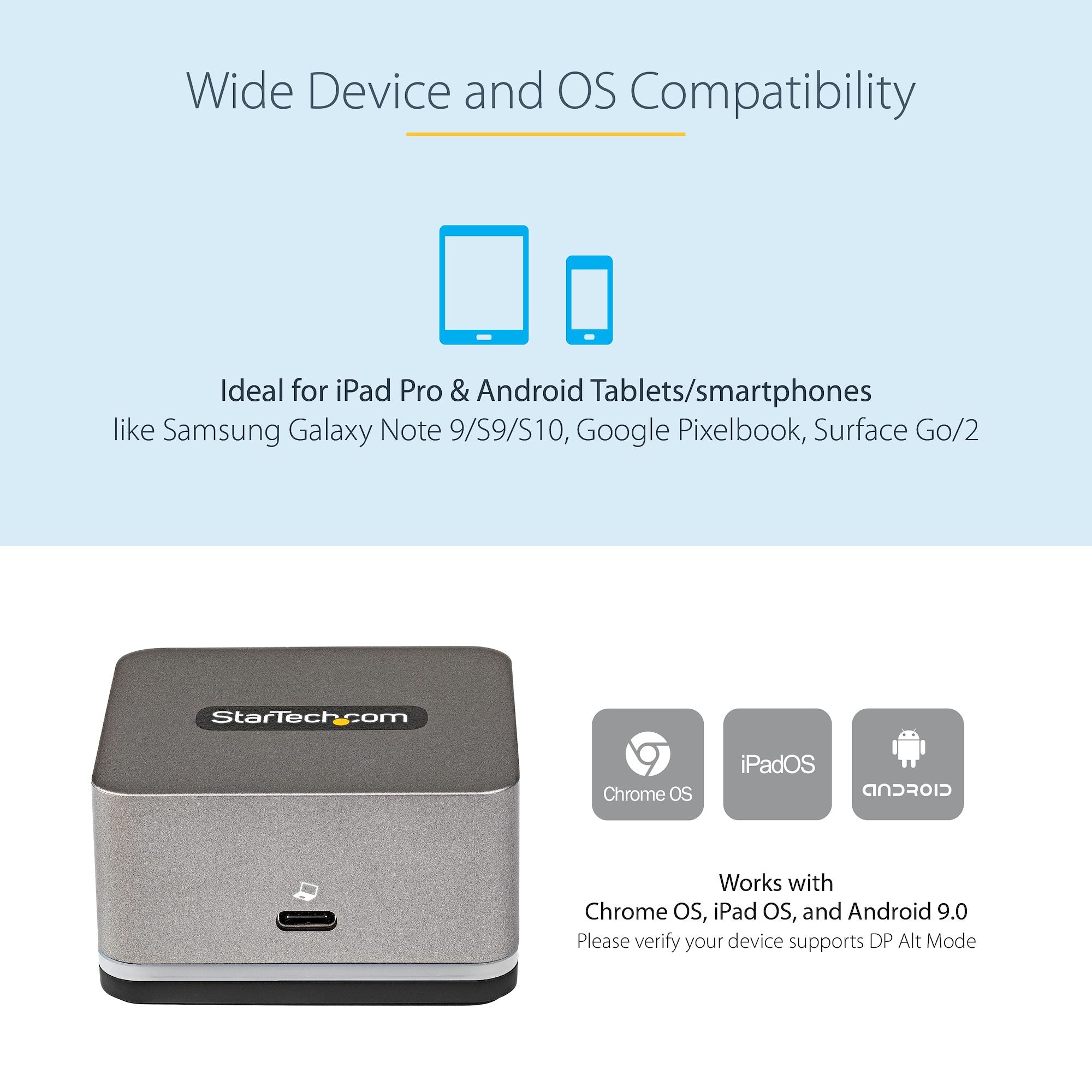 USB C Mini Dock for Chromebooks, iPad Pro, Android Tablets/Smartphones, USB-C Chromebook Docking Station w/ 4K 30Hz HDMI, 27W Power Delivery Charging, 3-Port USB Hub, Gigabit Ethernet - TAA 