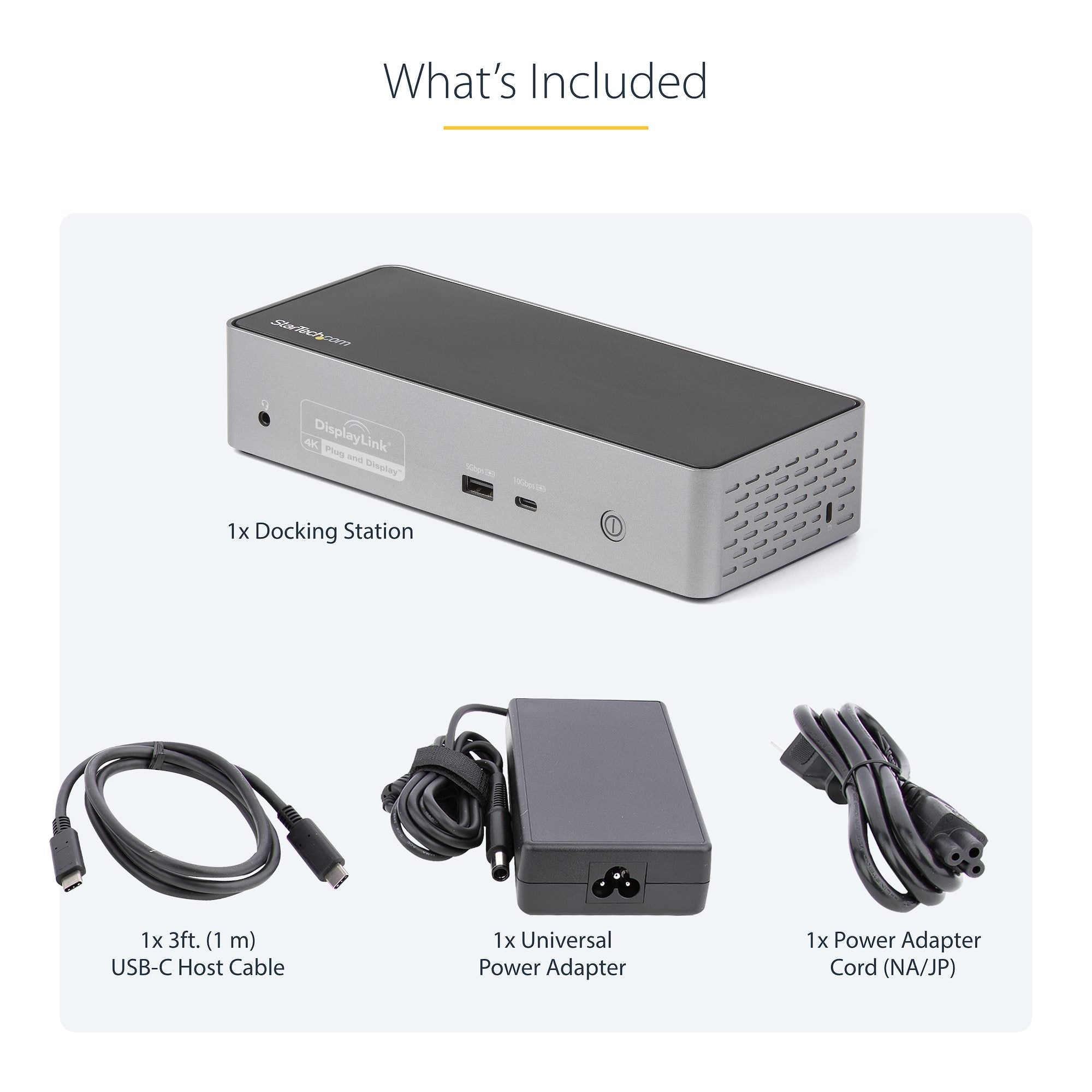 USB C Dock - 4K 60Hz Quad Monitor DisplayPort & HDMI - Universal USB-C Docking Station with 100W Power Delivery - USB Hub with 1x USB Type-C & 3x USB-A, Ethernet, Audio 