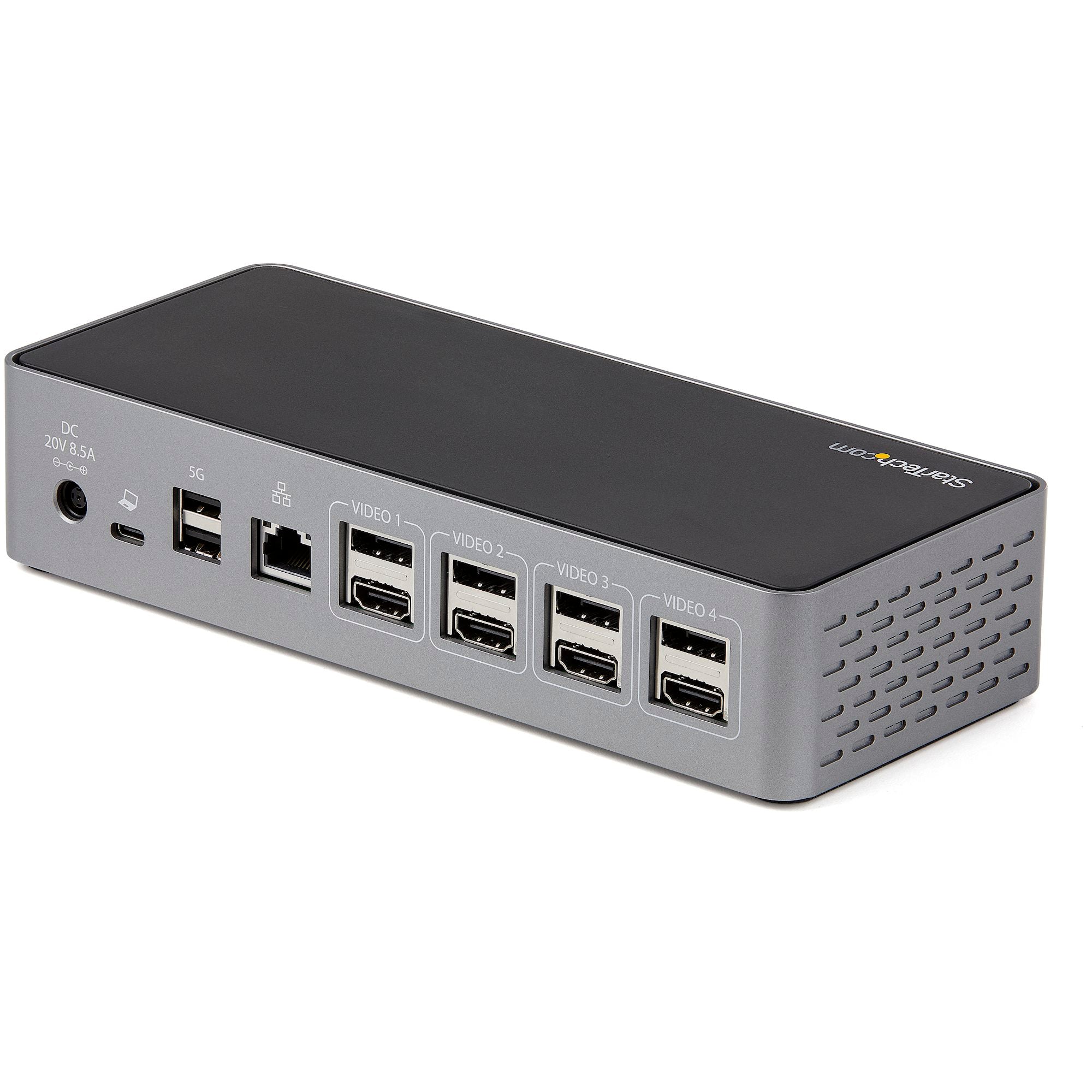 USB C Dock - 4K 60Hz Quad Monitor DisplayPort & HDMI - Universal USB-C Docking Station with 100W Power Delivery - USB Hub with 1x USB Type-C & 3x USB-A, Ethernet, Audio 